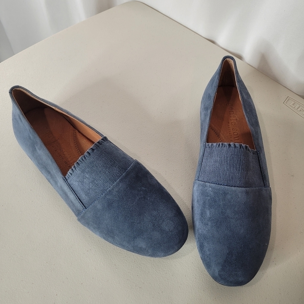 Suede Slip-On Loafers in Blue for Women